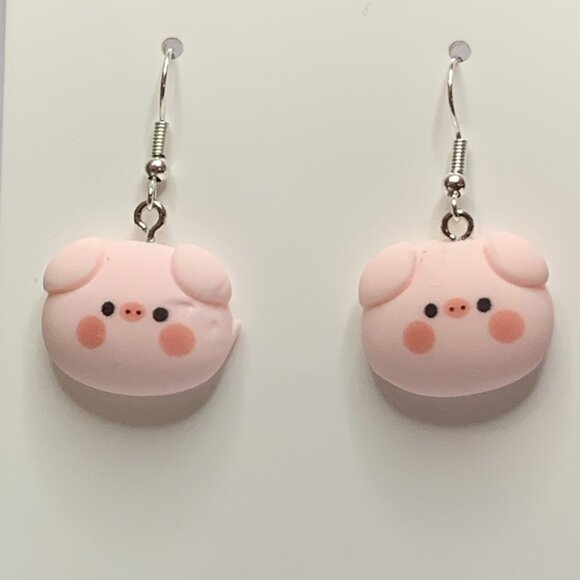 Pig Earring, Silly Animal Earring, Hog Earring, Pig Jewelry, Pig Charm, Piggy - Picture 8 of 8